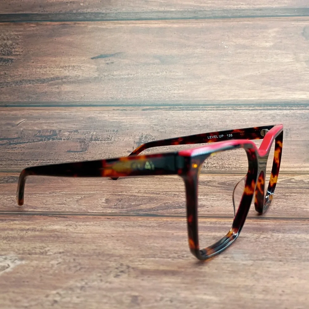 Quay Level Up 126 Tortoise Shell and Red Square Eyeglass Frames